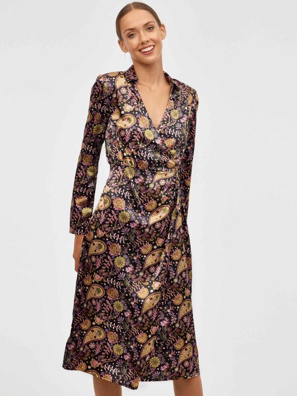 In side Vestido midi print satinado Devoluciones gratuitas