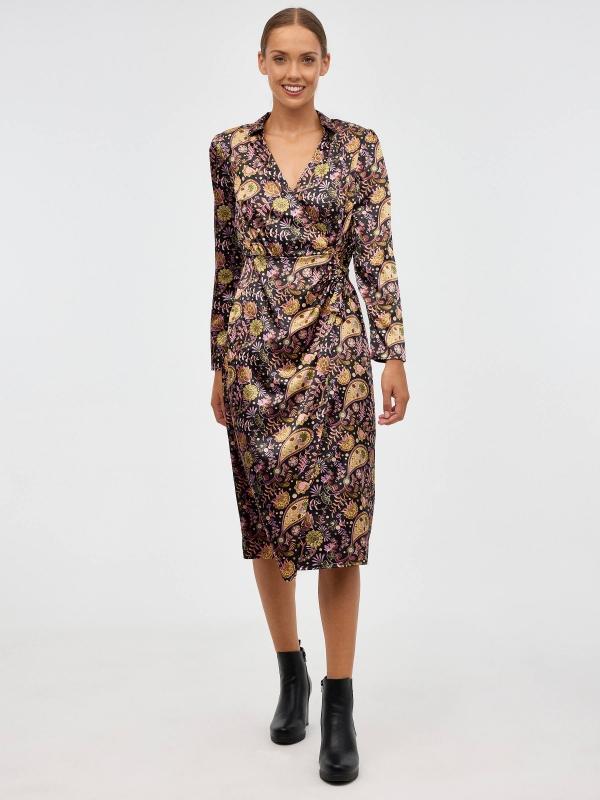In side Vestido midi print satinado Devoluciones gratuitas