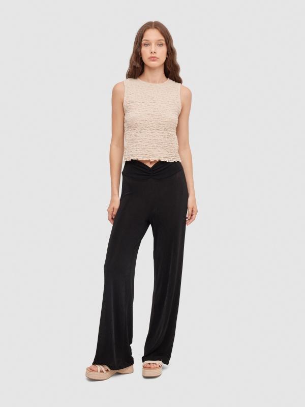 In side Pantalón culotte fruncido