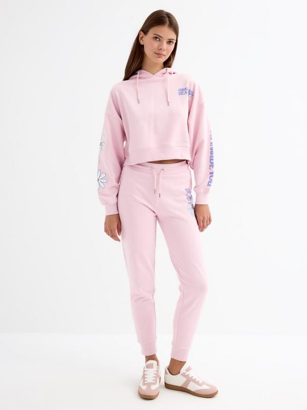 In side Pantalón jogger rosa estampado