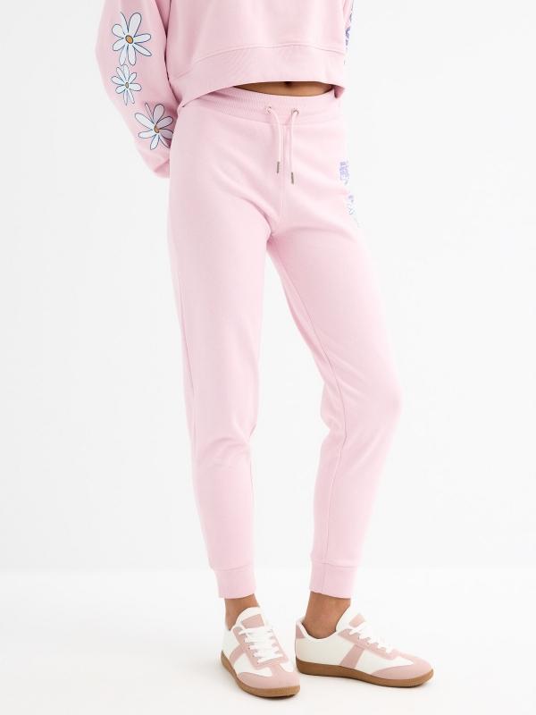 In side Pantalón jogger rosa estampado En oferta