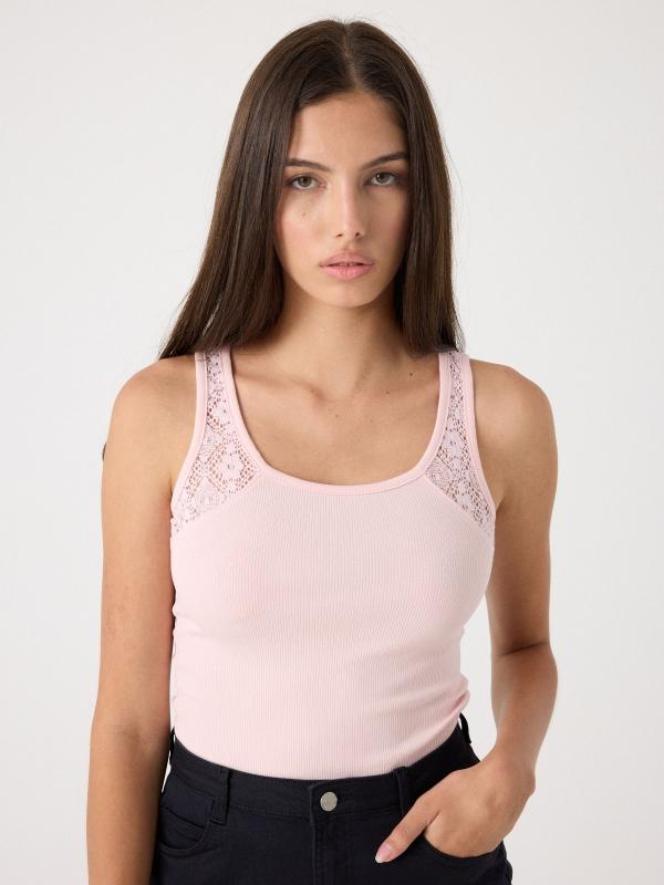 In side Camiseta tirantes encaje Última moda