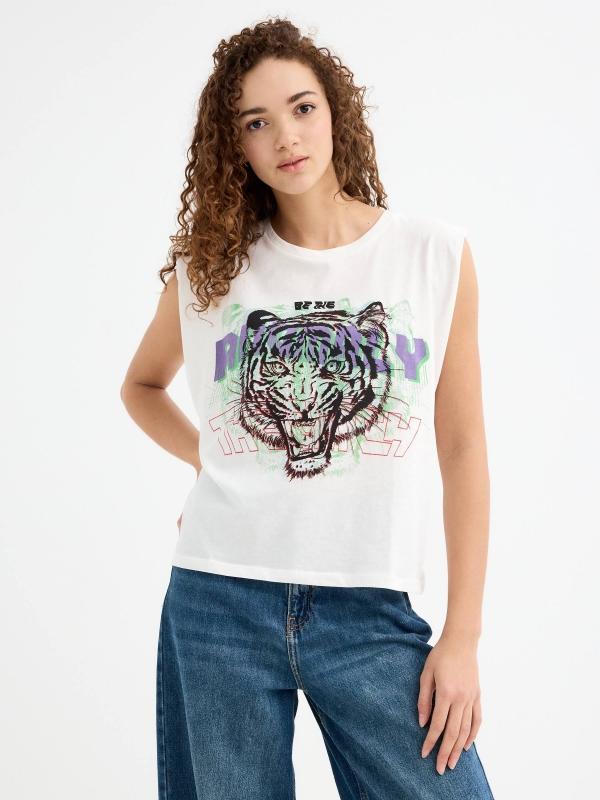 In side Camiseta tigre sin mangas Venta caliente