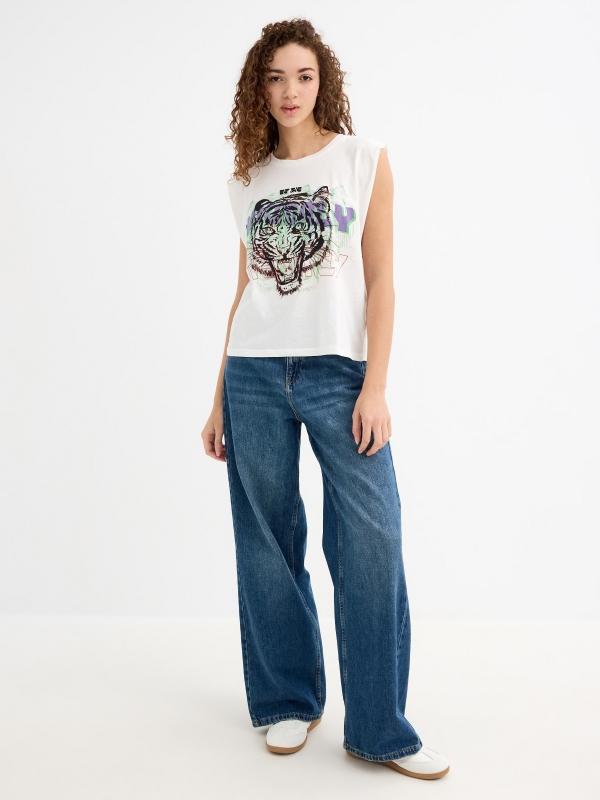 In side Camiseta tigre sin mangas Venta caliente