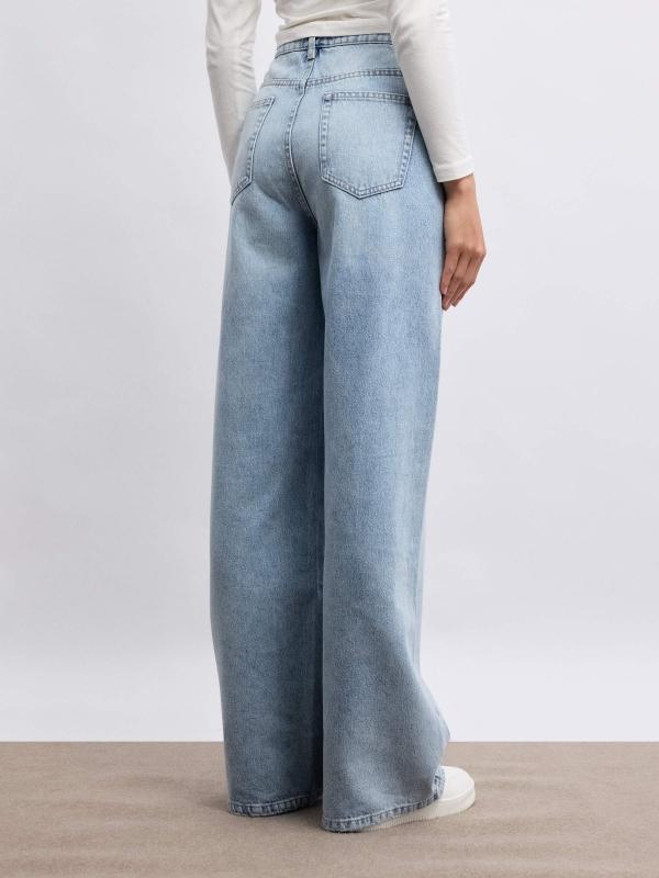 In side Jeans wide leg tiro alto azul claro Rebajas baratas