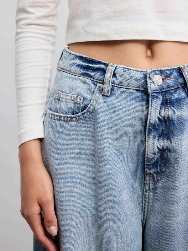 In side Jeans wide leg tiro alto azul claro Rebajas baratas