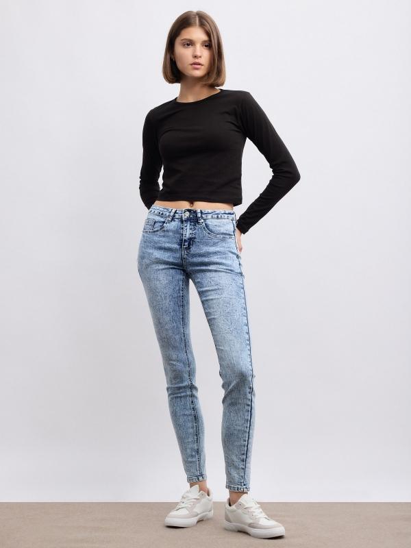 In side Jeans skinny azul claro desgastados Tienda