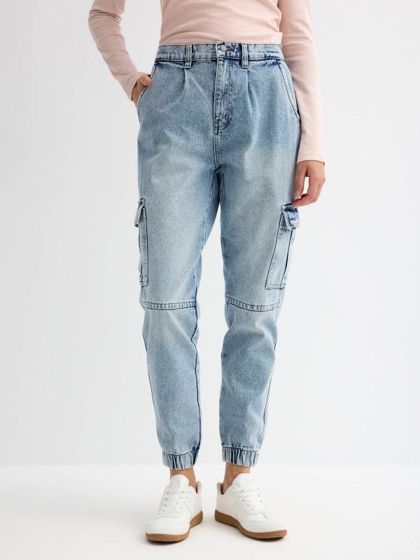 In side Jeans mom cargo denim Rebajas top
