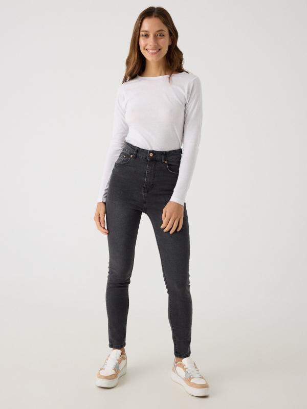 In side Jeans skinny tiro alto negro efecto lavado COMPRAR AHORA