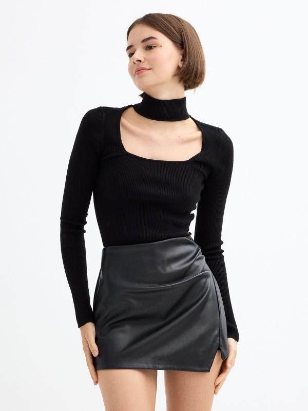 In side Jersey slim de cuello vuelto