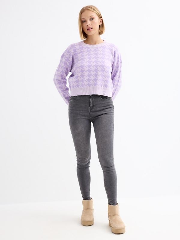 In side Jersey jacquard de pata gallo Oferta exclusiva
