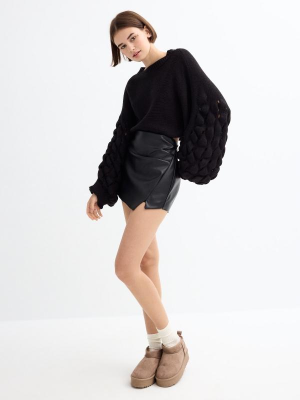 In side Jersey crop manga abullonada Ofertas de temporada
