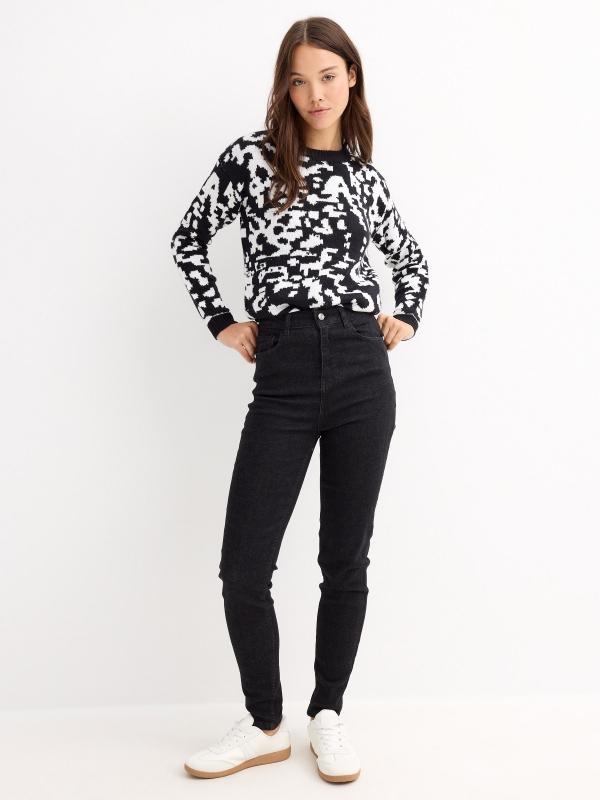 In side Jersey abstracto blanco y negro Ofertas especiales