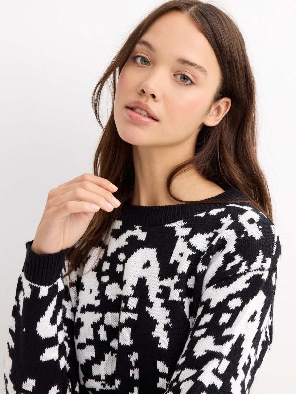 In side Jersey abstracto blanco y negro Ofertas especiales