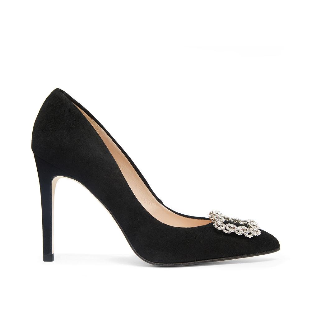 paco gil IRIS BLACK SUEDE/BRILLANT SQUARE