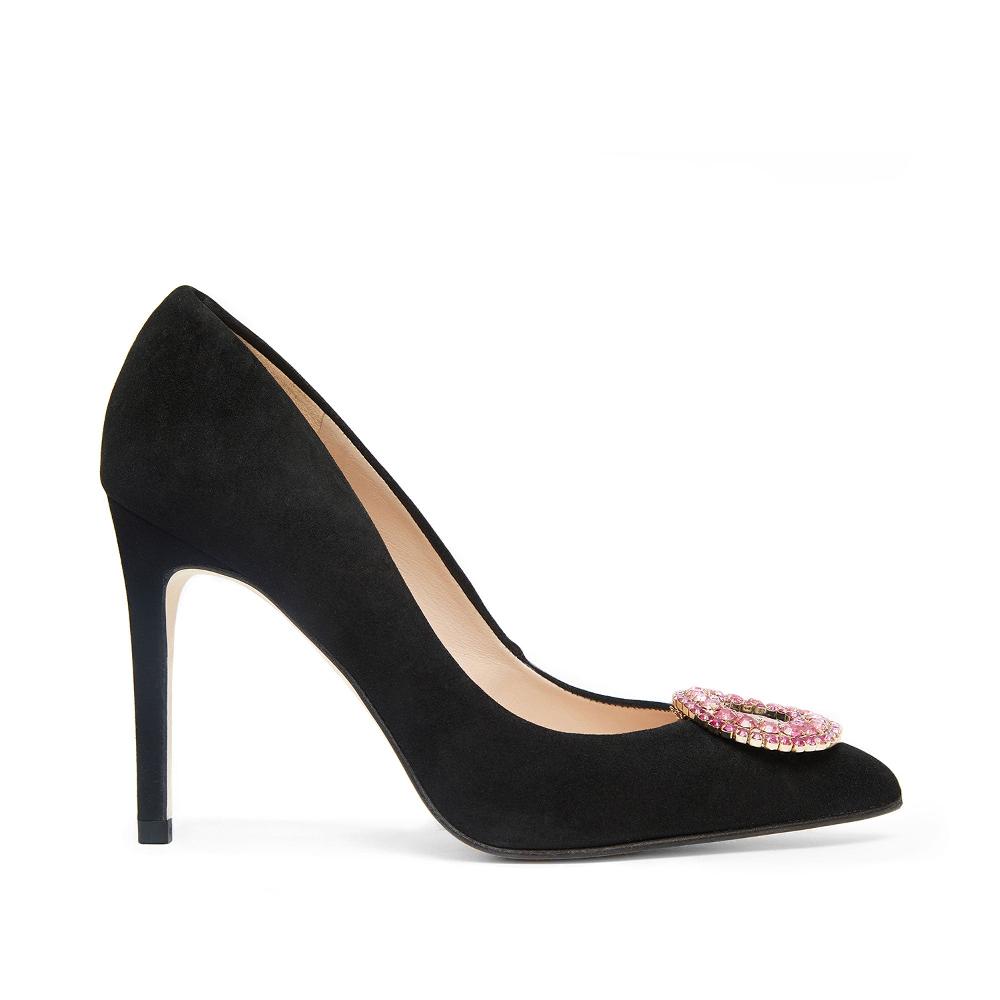 paco gil IRIS BLACK SUEDE/PINK RING