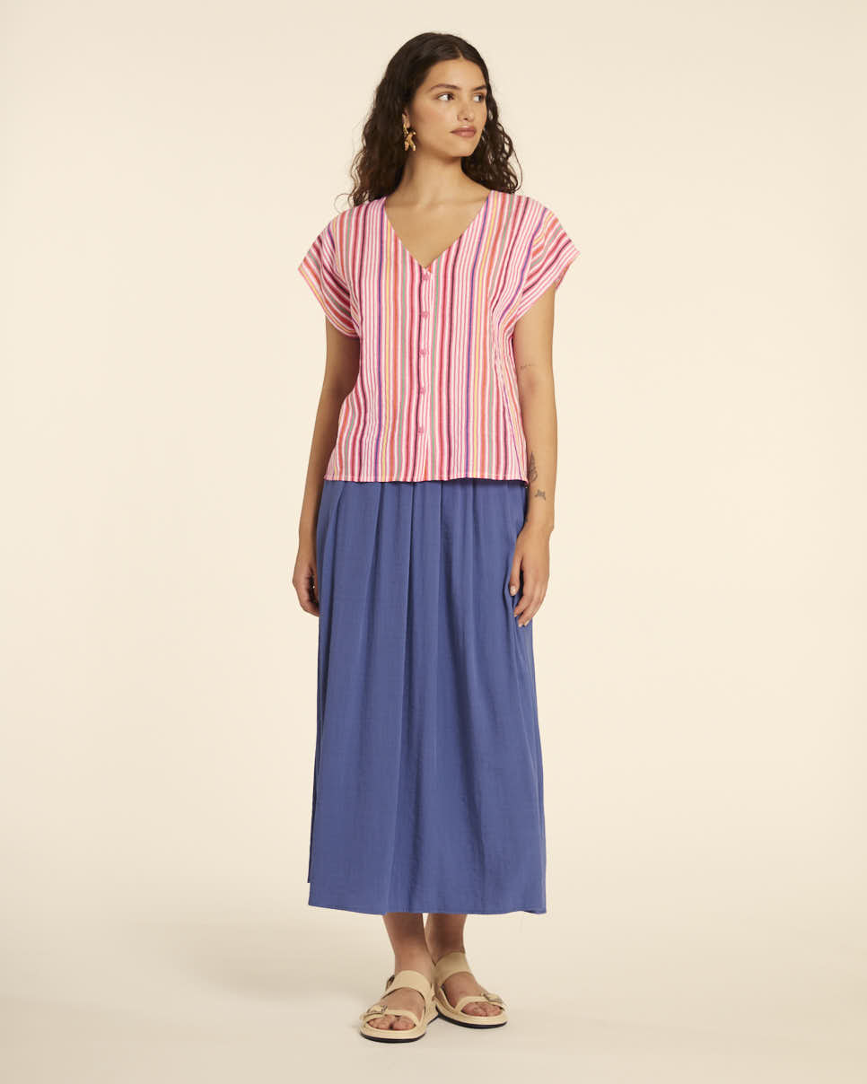pepaloves BLUSA CUELLO DE PICO RAYAS PINK Último día