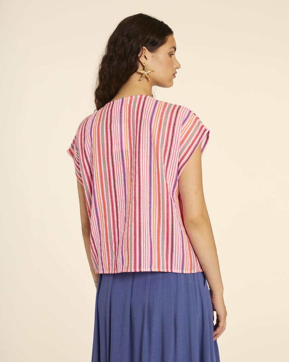 pepaloves BLUSA CUELLO DE PICO RAYAS PINK Último día