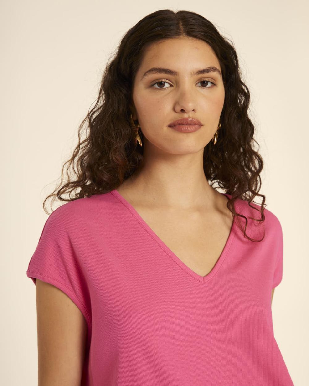 pepaloves CAMISETA AMPLIA CUELLO PICO PINK Venta caliente