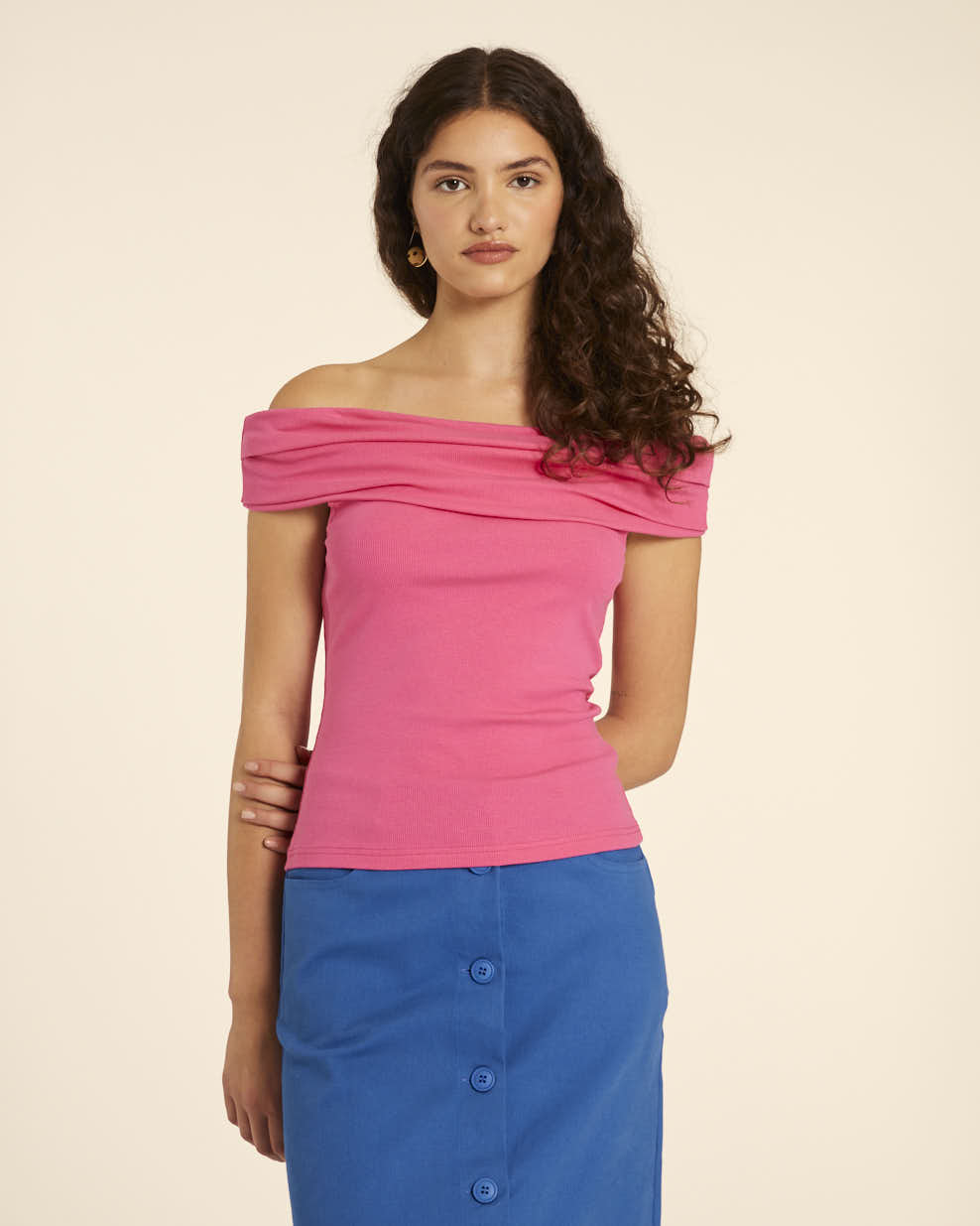 pepaloves TOP CUELLO BARDOT PINK Descuento