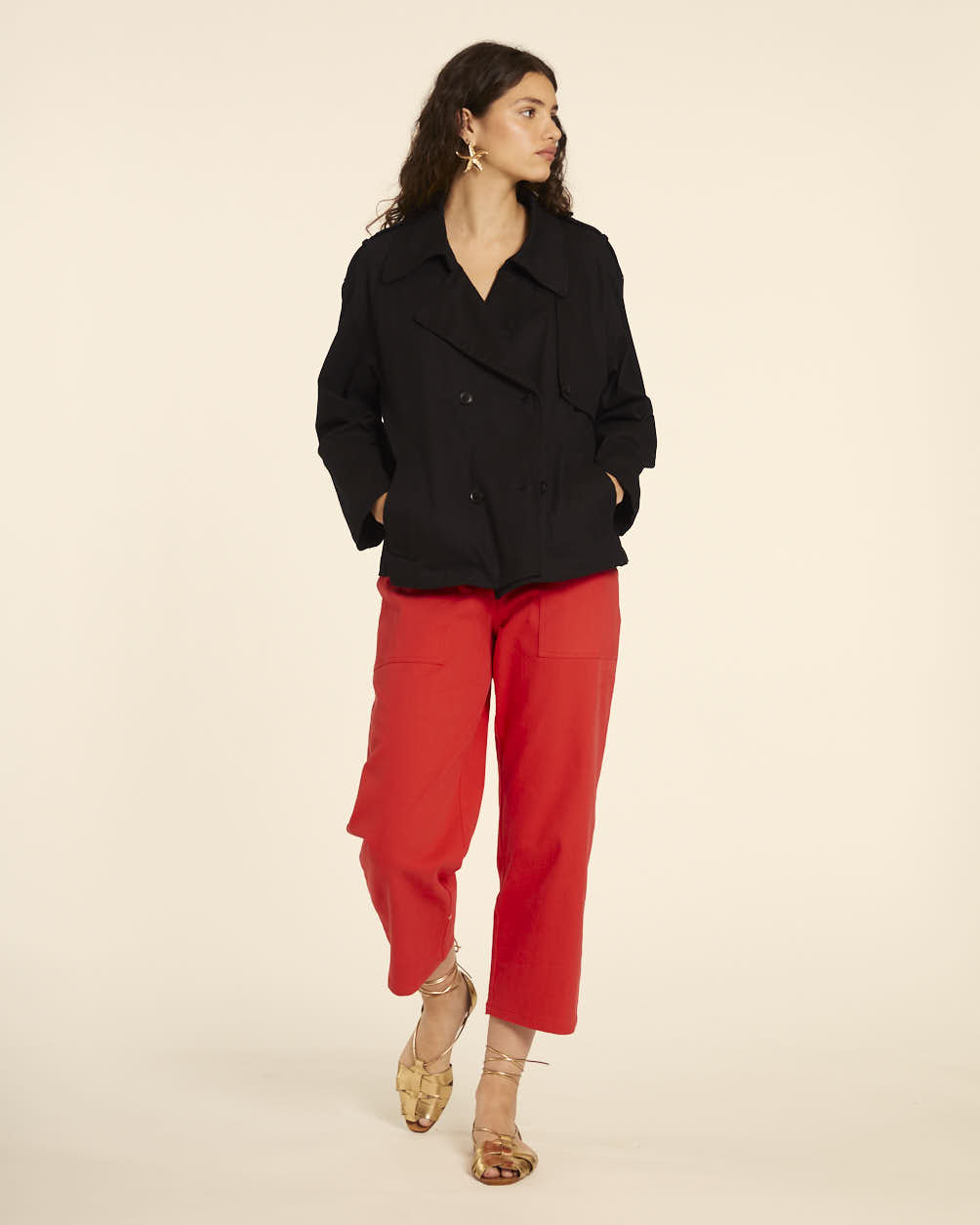 pepaloves TRENCH CORTO CANVAS NEGRO Tienda