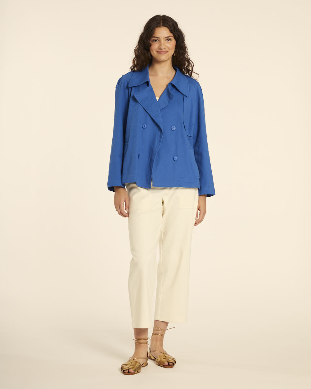 pepaloves TRENCH CORTO CANVAS AZUL Liquidación