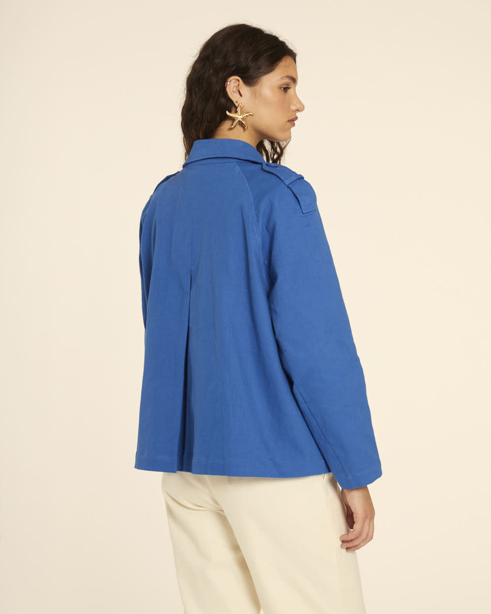 pepaloves TRENCH CORTO CANVAS AZUL Liquidación