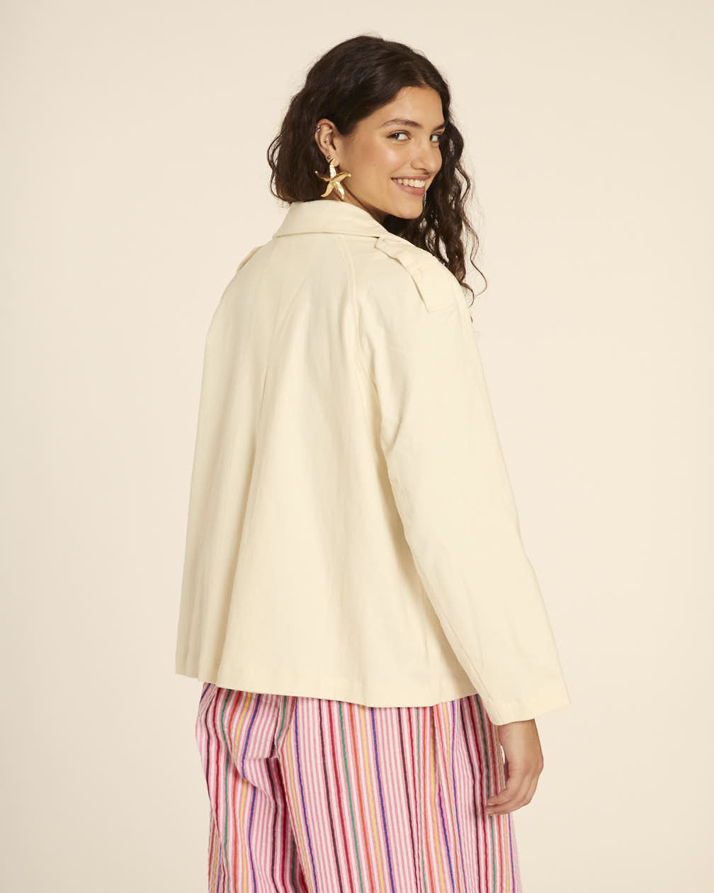 pepaloves TRENCH CORTO CANVAS CREMA Mejor oferta