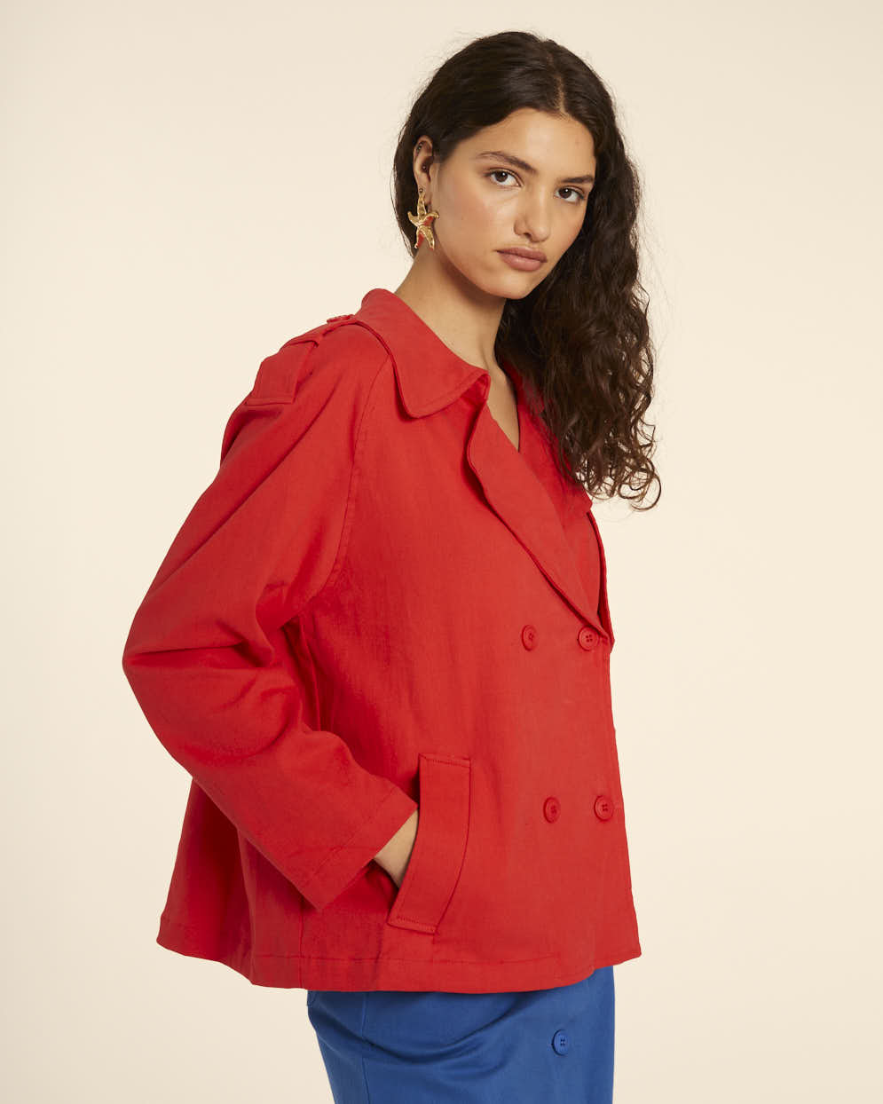 pepaloves TRENCH CORTO CANVAS ROJO Rebajas online
