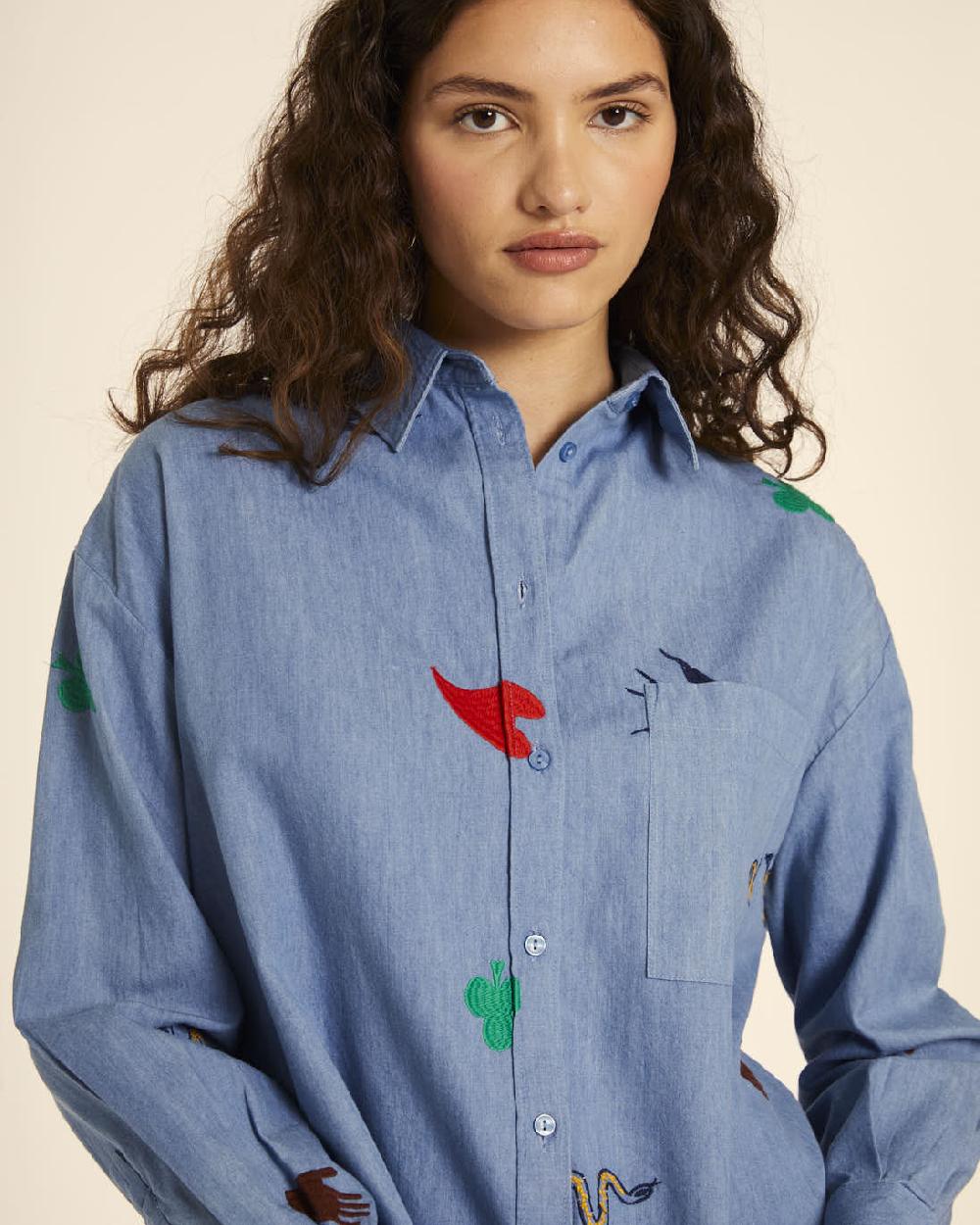 pepaloves CAMISA DENIM CON BORDADO Rebajas top