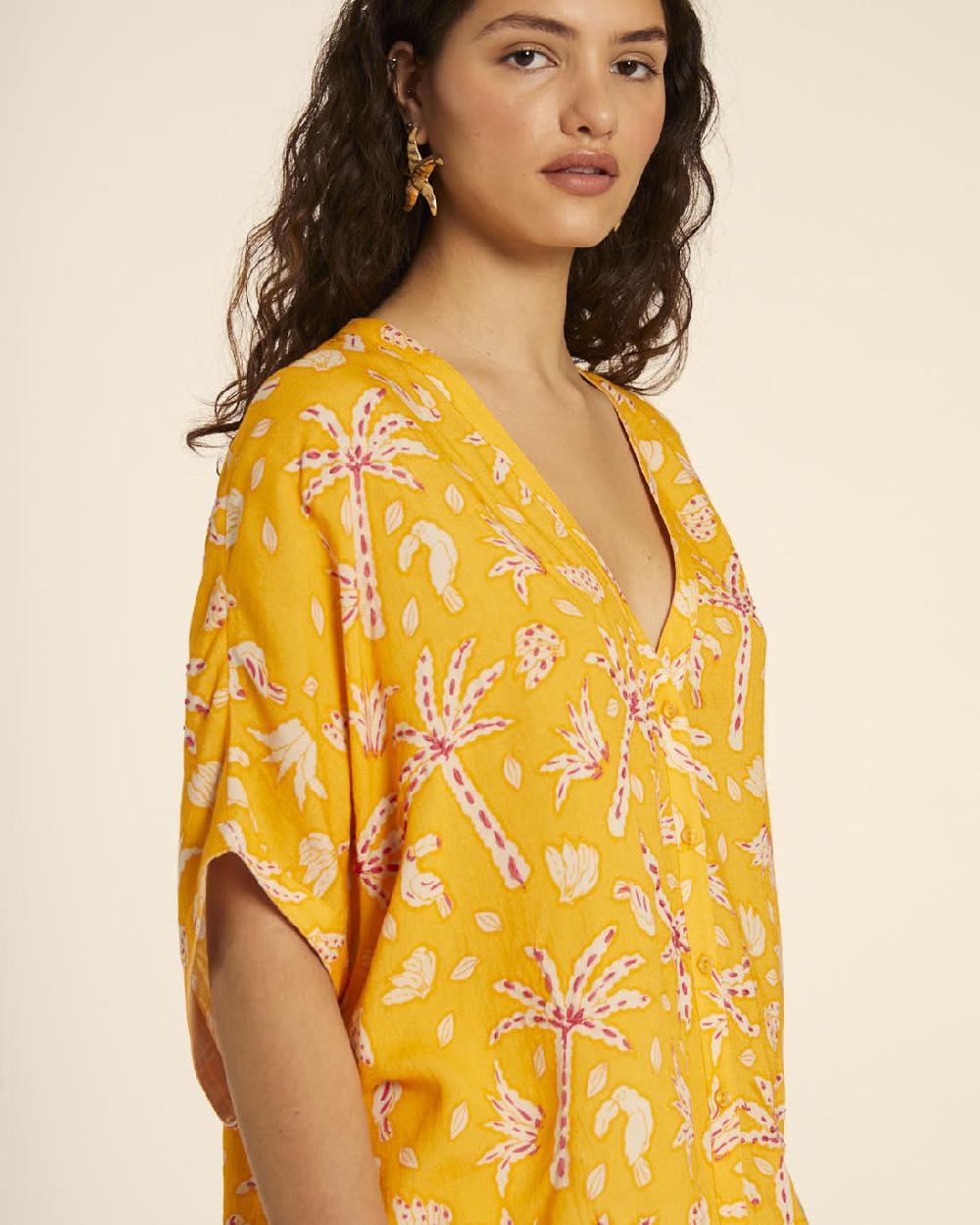 pepaloves CAMISA KIMONO CON BORDADO PALMERAS Oferta especial