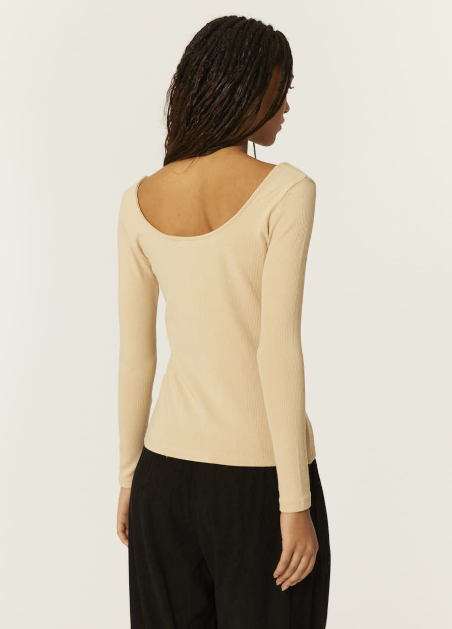 pepaloves TOP CANALE CUELLO U BEIGE Outlet