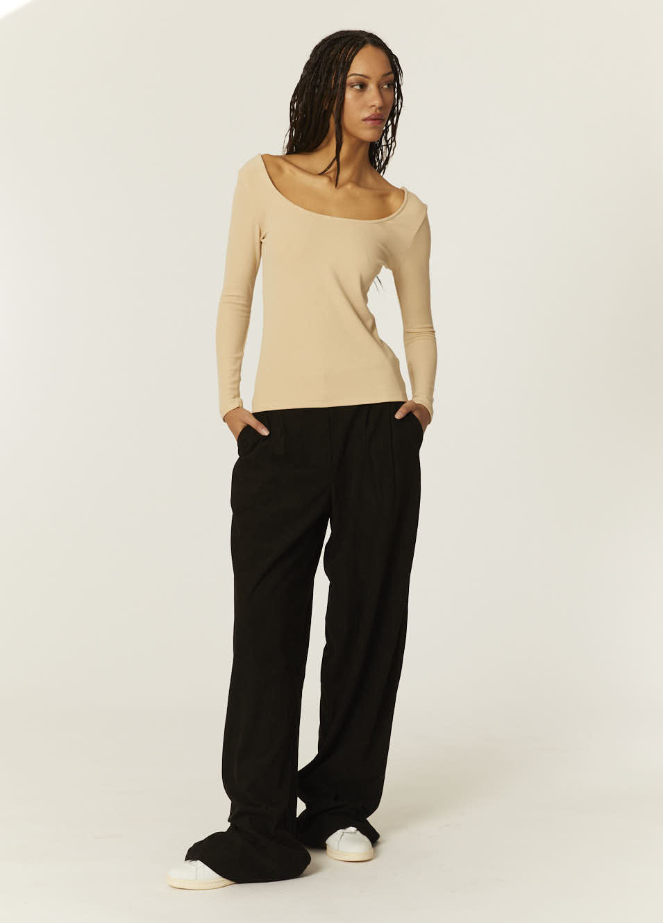 pepaloves TOP CANALE CUELLO U BEIGE Outlet