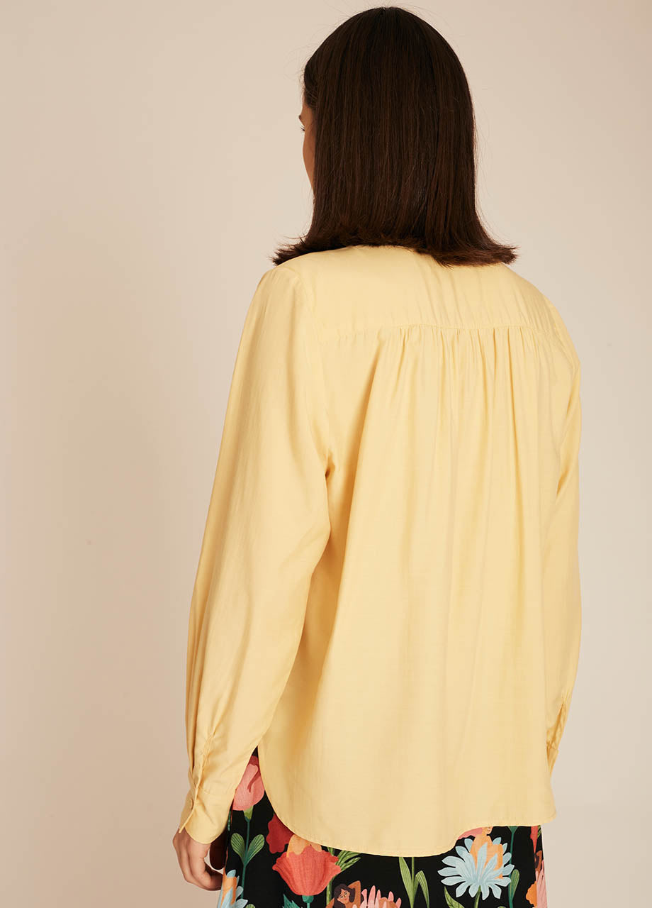 pepaloves VNECK SILKY SHIRT YELLOW Descuento por venta flash