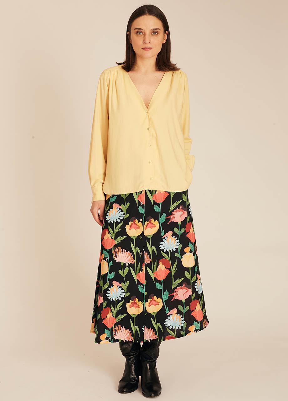 pepaloves VNECK SILKY SHIRT YELLOW Descuento por venta flash