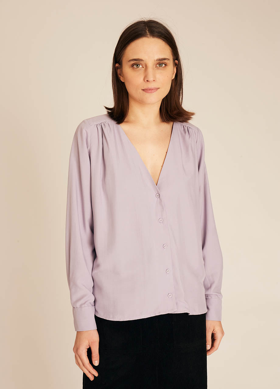 pepaloves VNECK SILKY SHIRT LILAC Ofertas de temporada