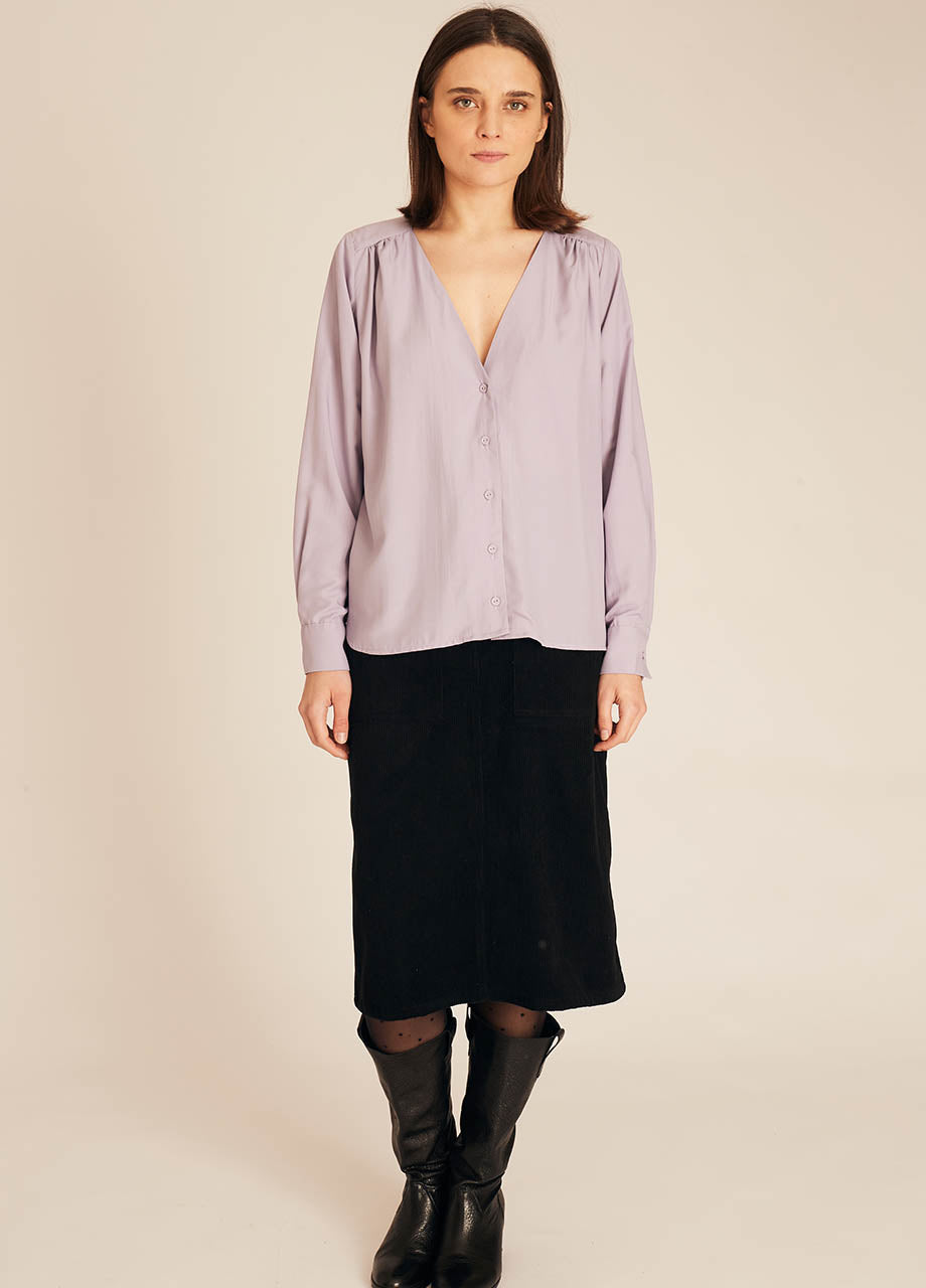 pepaloves VNECK SILKY SHIRT LILAC Ofertas de temporada