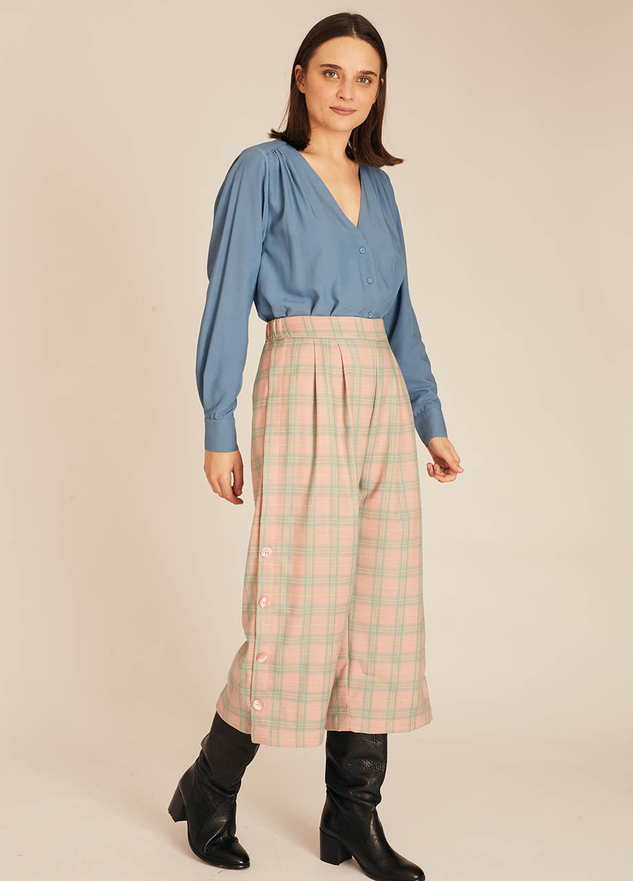 pepaloves VNECK SILKY SHIRT BLUE Ofertas especiales