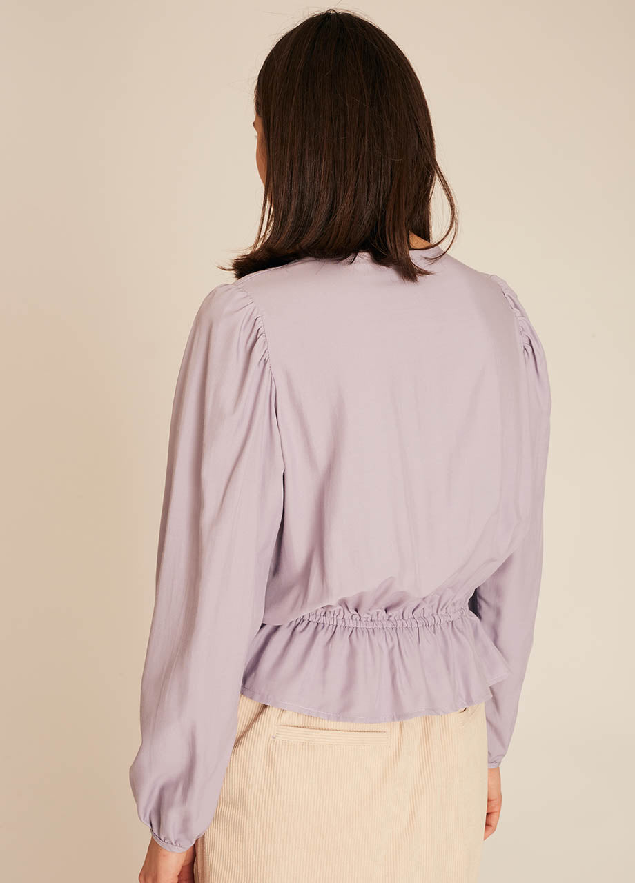 pepaloves FRILL SILKY SHIRT LILAC Rebajas de fin de temporada