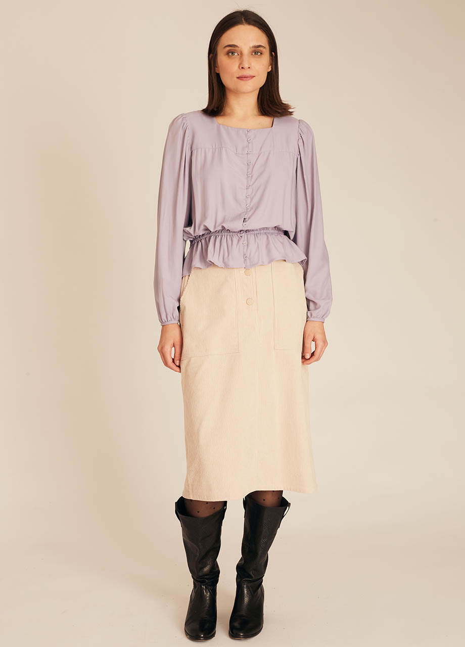 pepaloves FRILL SILKY SHIRT LILAC Rebajas de fin de temporada