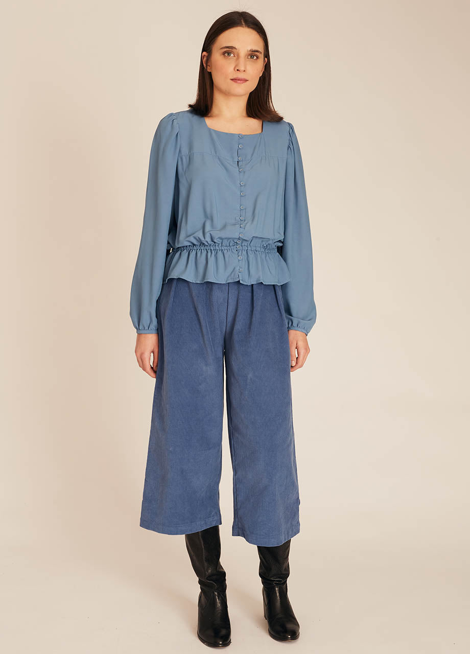 pepaloves FRILL SILKY SHIRT BLUE Precio ultrabajo