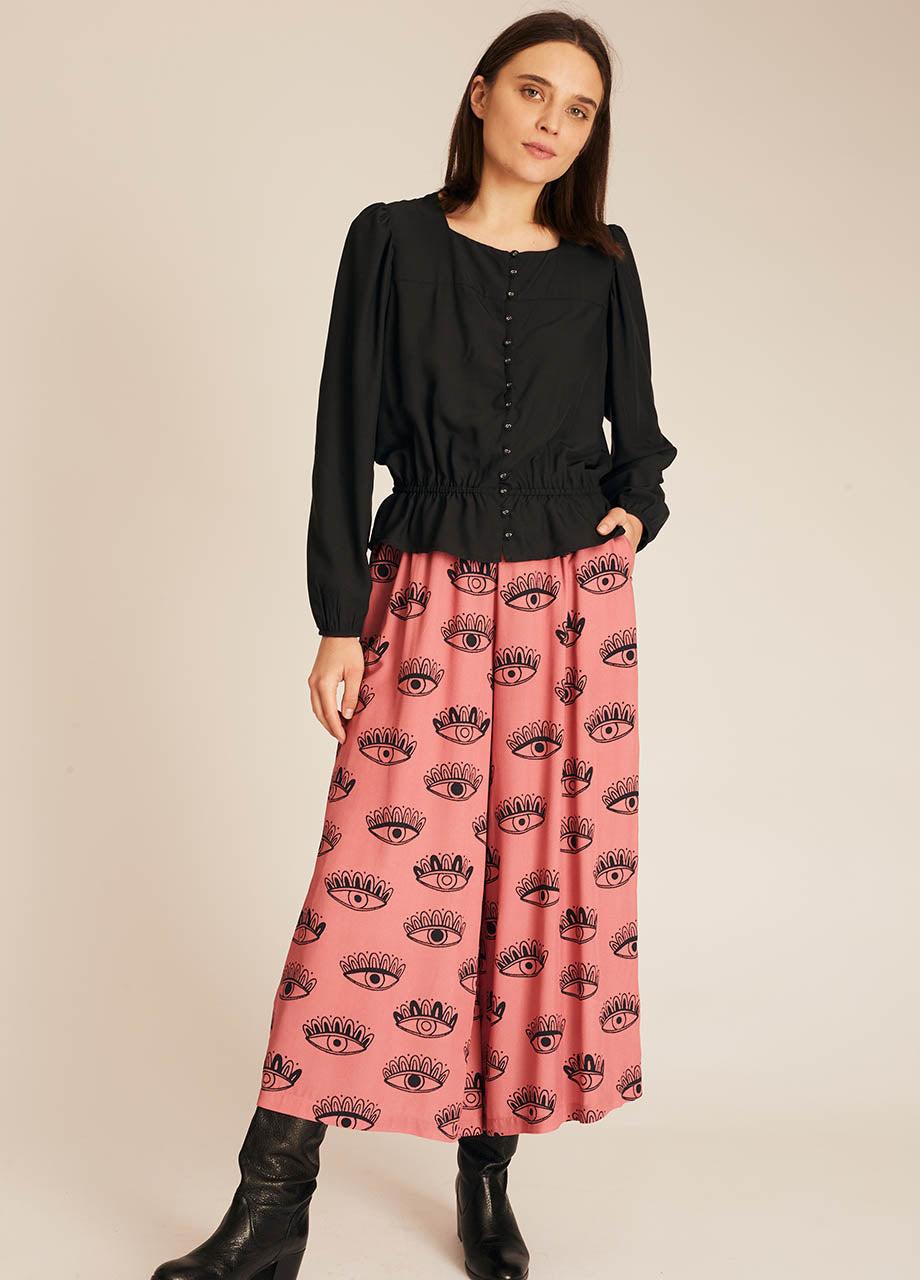 pepaloves FRILL SILKY SHIRT BLACK Devoluciones gratuitas