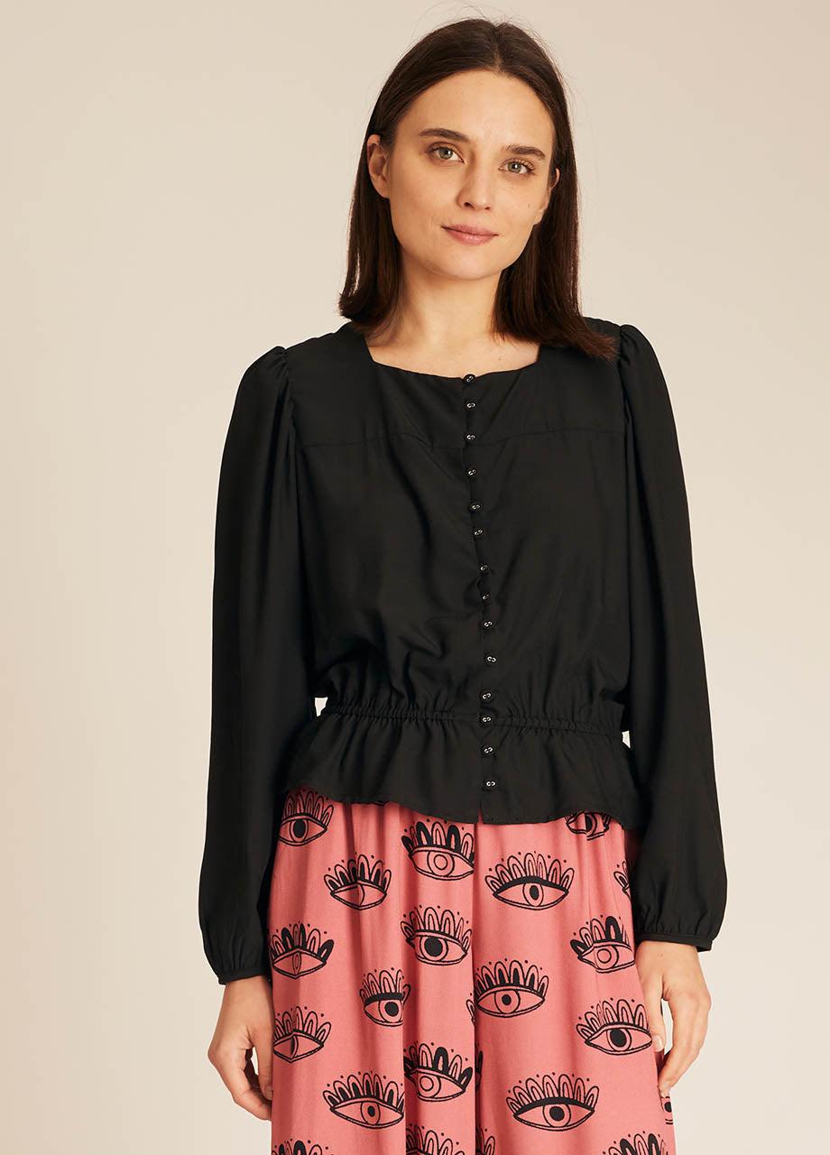 pepaloves FRILL SILKY SHIRT BLACK Devoluciones gratuitas