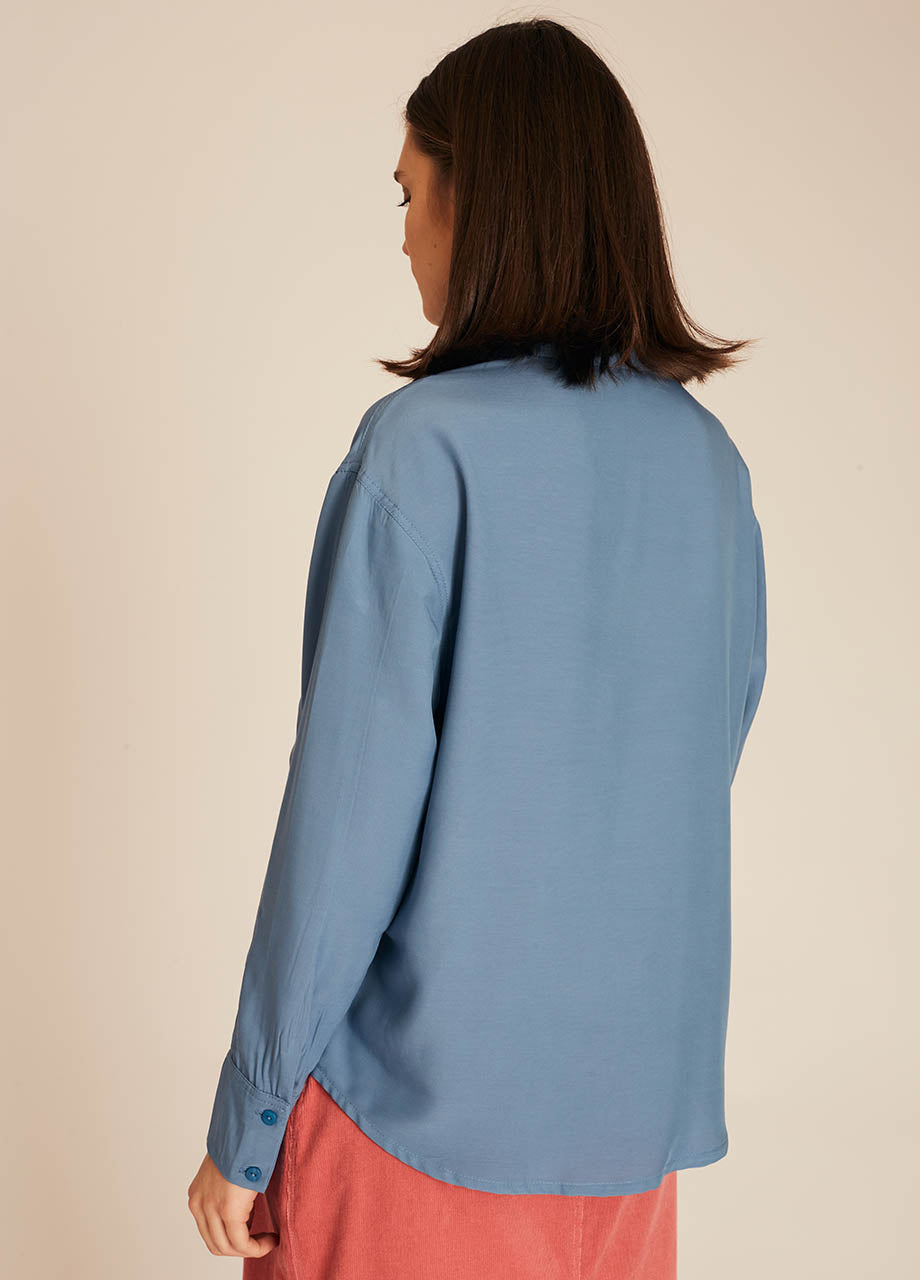 pepaloves POCKETS SILKY SHIRT BLUE Outlet