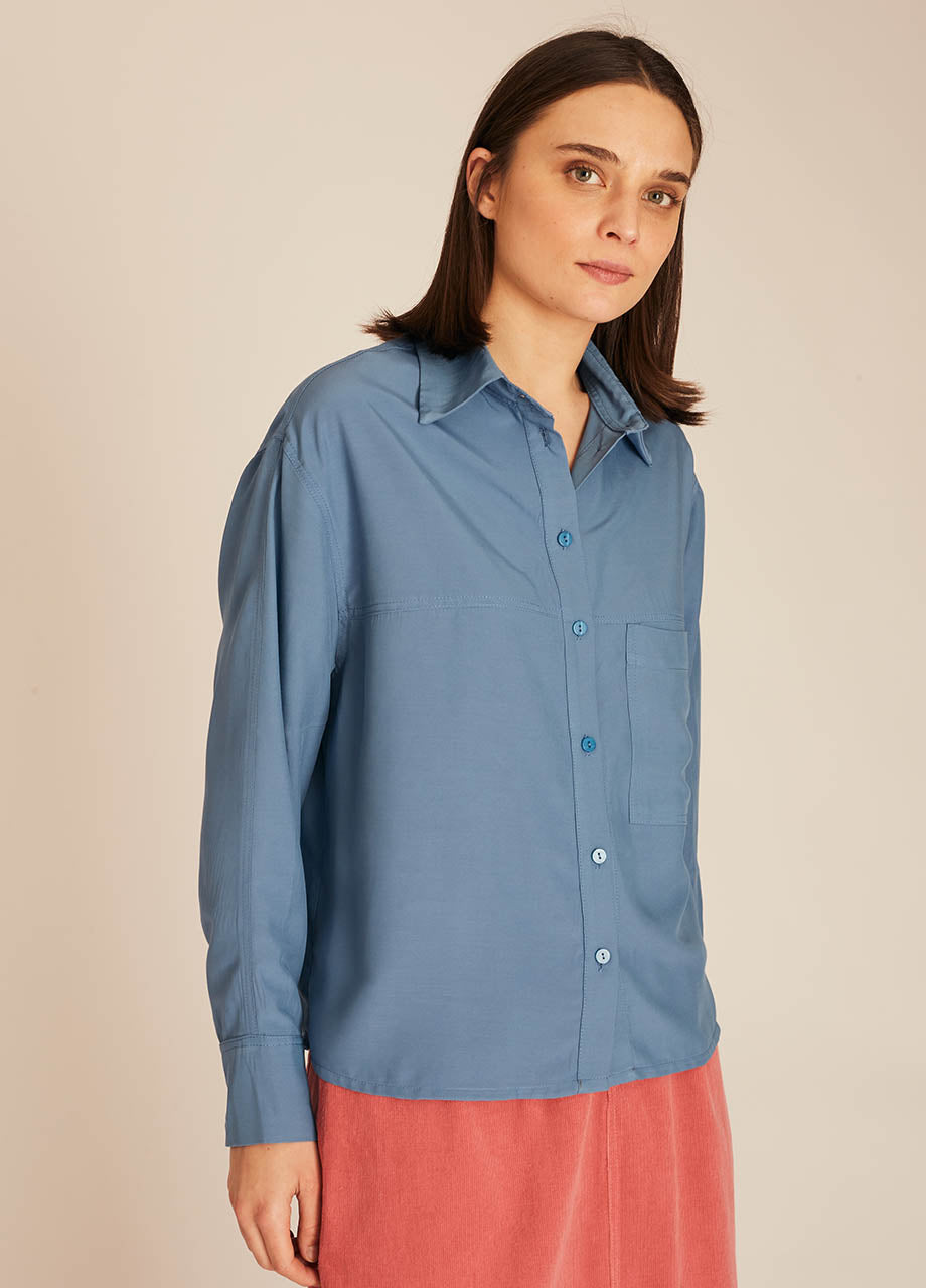 pepaloves POCKETS SILKY SHIRT BLUE Outlet