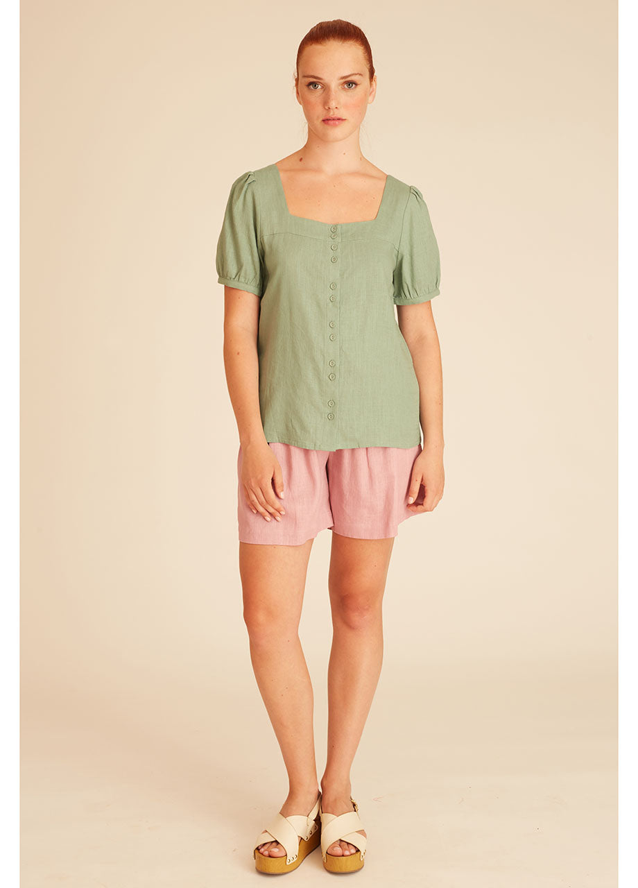 pepaloves LINEN BLOUSE GREEN Ofertas