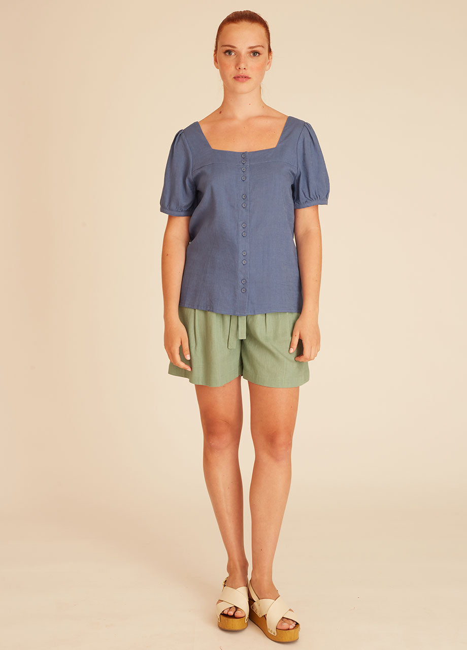 pepaloves LINEN BLOUSE BLUE Gran oferta