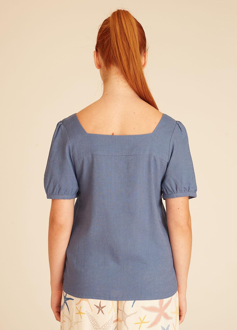 pepaloves LINEN BLOUSE BLUE Gran oferta