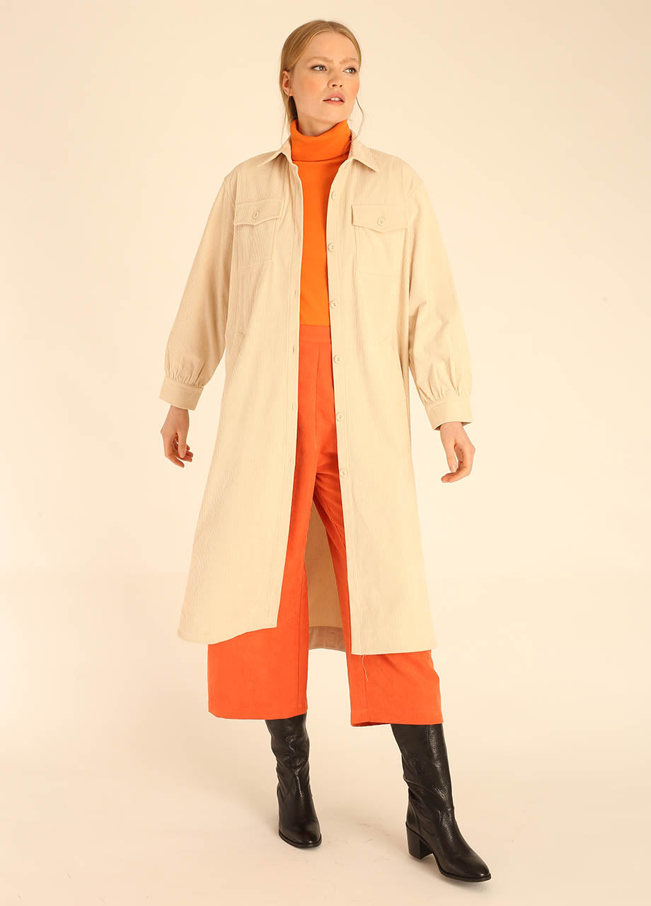 pepaloves CORDUROY LONG OVERSHIRT BEIGE Últimos 2 días