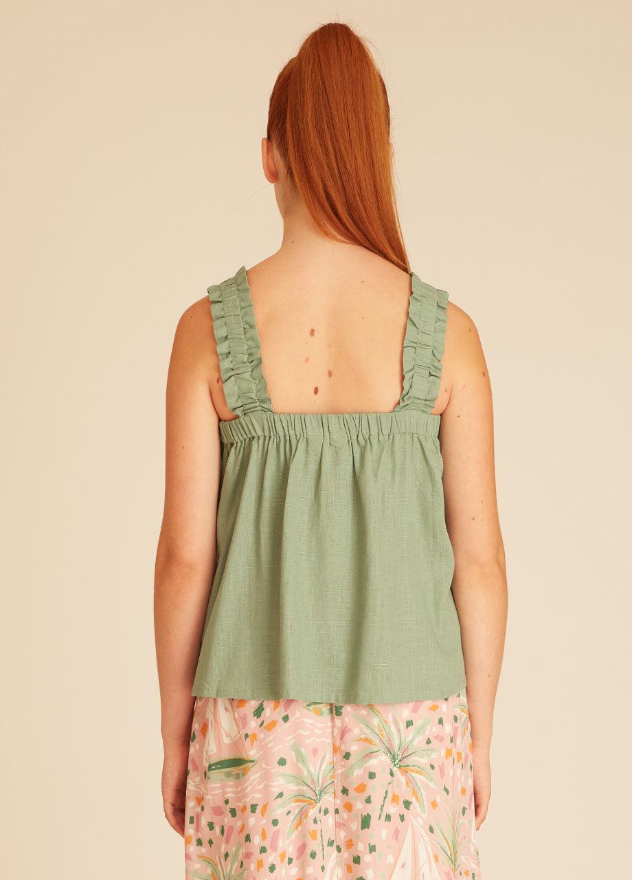 pepaloves LINEN TOP GREEN Tienda de fábrica